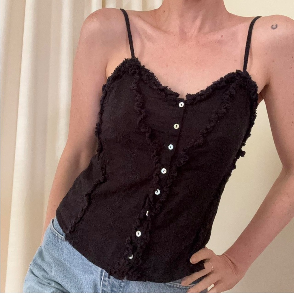 Zara Elegant Black Lace Trim Camisole Size Small